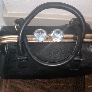 Black bubble purse with large stones